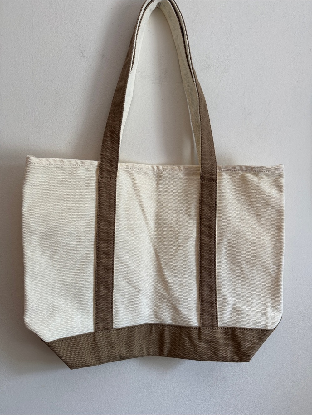 Canvas Tote Bag cream with Brown Trim